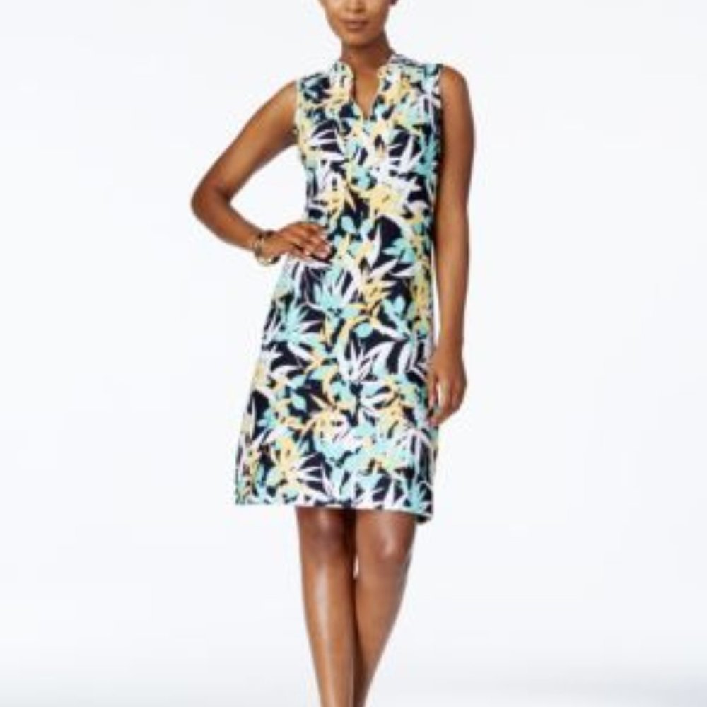 NWT Charter Club Petite Leaf-print Sheath Dress